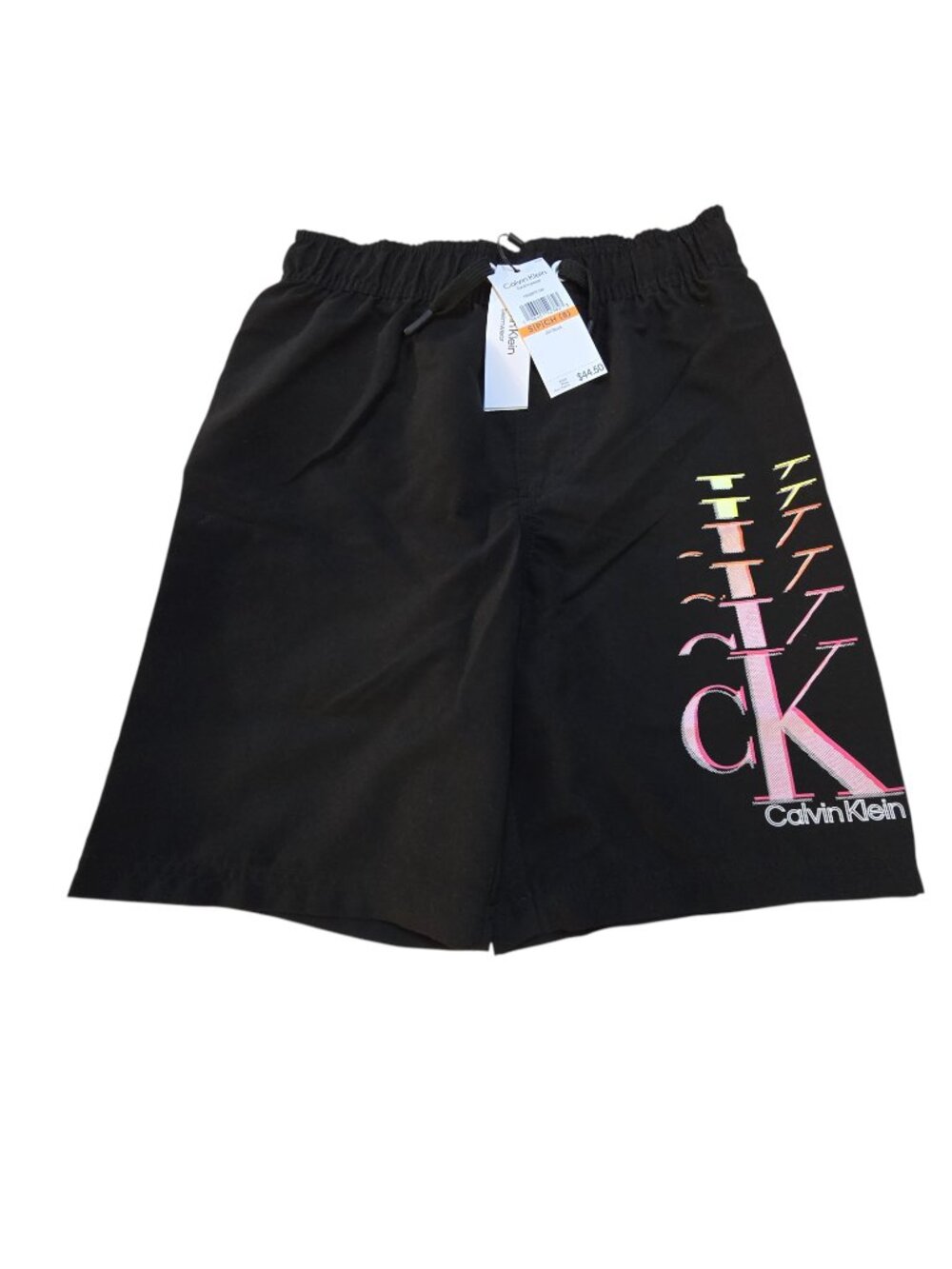 Calvin Klein Big Boys Ombre Logo Swim Trunks - Black Small Size 8